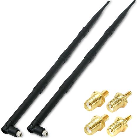 Ensemble de 2 antennes fouet 4G LTE 18 dBi SMAm + TS9 + CRC9