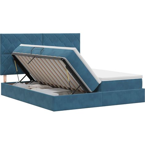 Maison Exclusive - Letto con Contenitore Blu Scuro 180 x 200 cm Velluto (1/5)