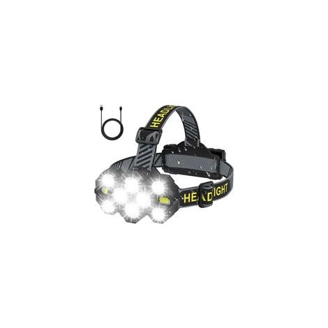 Lampe Frontale Rechargeable - 2022 Améliorée 22000 Lumen 10 LED 10 Modes Super Brillante Lumineux Lampe Frontale Mains Libres Lampe de Poche pour Camping Pêche Cyclisme Randonnée Étanche (1/4)