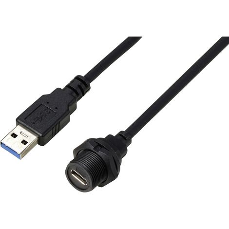 USB-C® 3.0 Buchse auf Stecker IP67 (Gewinde) Kabel 0,5 m TC-E10T-FT3-PWF/MU3-NWA-0.5PV-S Wasserdich (1/4)