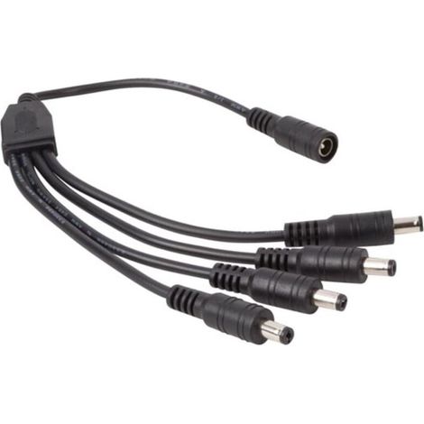 Répartiteur CC - 4 Connecteurs Mâles 2.1 x 5.5 mm - 1 Connecteur Femelle LCON33 - 24 V DC - Câble 25 cm - Noir (1/2)