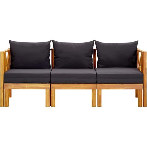 Maison Exclusive - Banc de jardin 3 places et coussins 179 cm Bois d'acacia massif (1/5)