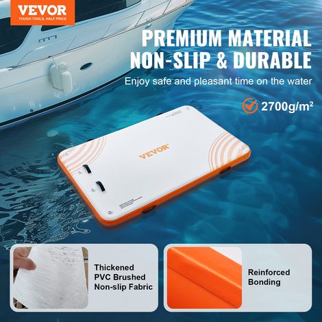 Quai flottant gonflable, 2,43 x 1,52 m, plate-forme de quai gonflable tapis de quai flottant antidérapant avec sac de transport portable échelle amovible, radeau d'île pour piscine, plage, océan (1/5)