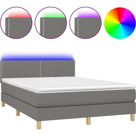 Maison Exclusive - Letto a Molle Materasso e LED Grigio Scuro 140x190cm in Tessuto