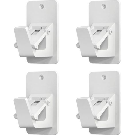 Support universel pour tringle à rideau, sans perçage, crochet sans clou pour salle de bain, chambre, salon, cuisine (lot de 4, blanc) (1/5)