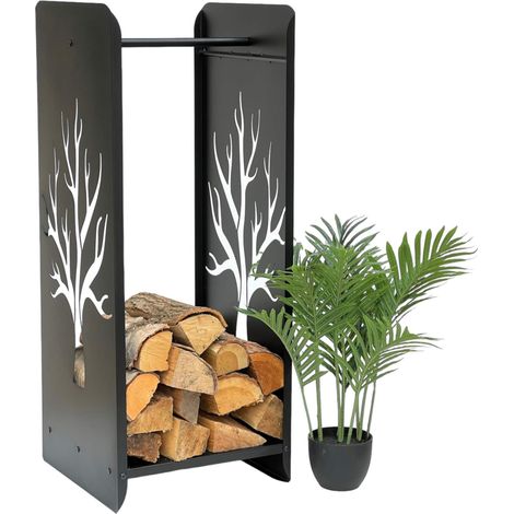 Dandibo – Étagère à bois de cheminée 101470 – 100 cm – Métal noir – Pour bois dur – Décoration intérieure