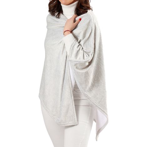 Poncho Felpa Plaid Coperta Retro Agnellato Sherpa Inverno Caldo Dis. Pic (1/4)