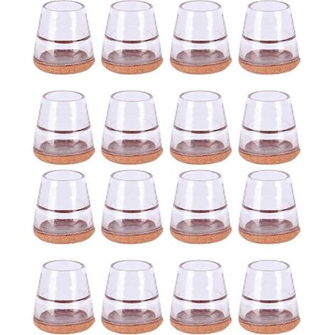 Lot de 16 patins en feutre de silicone pour pieds de chaises, compatibles avec les parquets, protecteurs de sol transparents et ultra-fins (1/5)