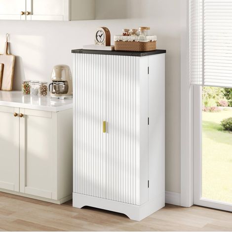 Armoire haute de cuisine avec LED à capteur et étagères réglables, 120x60,5x40 cm, blanc (1/5)