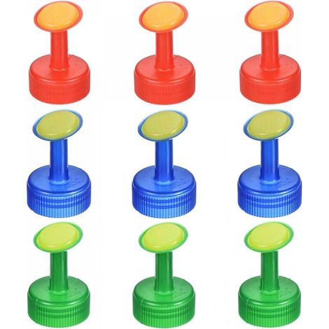 9Pcs Watering Can Bottle Caps, 28mm Inner Diameter Watering Nozzle Heads for Gardening, Red Green Blue (1/5)