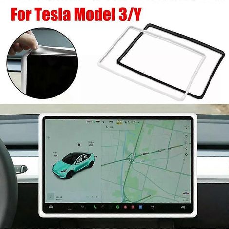 Für zentrale Bedieneinheit Rahmenkantenabdeckung Weiß Schwarz Navigationsbildschirmschutz Silikon für Tesla Model 3 Y-JXLGV (1/4)