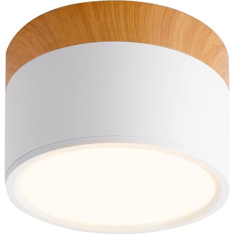 Spot Plafond en Saillie Rond LED Noir Blanc chaud Froid Plafonnier Aluminium 12W 110mm 230V 6000K pour Couloir Chambre Salle à Manger Cuisine Salon (Blanche,3000K) (1/5)