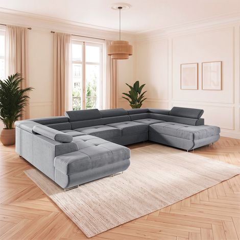 Wilson U-förmiges 5-Sitzer-Sofa mit Bettkasten Grau (1/4)