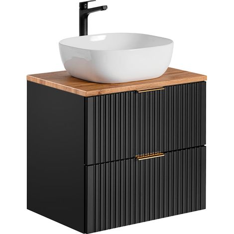 Mueble lavabo individual 60cm Adriel Negro y Madera (1/4)