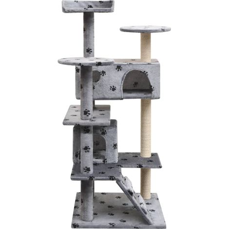 Maison Exclusive - Albero per Gatti Tiragraffi in Sisal 125 cm Zampe Stampate Grigio
