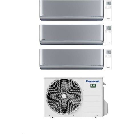 Panasonic Climatizzatore Trial Split Etherea Silver 9+12+12 con CU-3Z52TBE Inverter R-32 Wi-Fi Classe A++