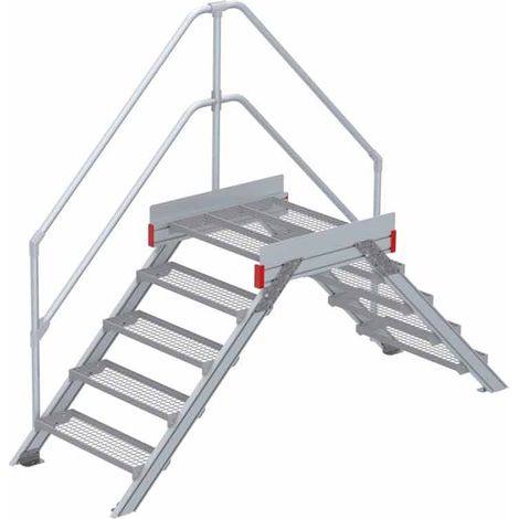 Euroline 512 Überstieg 45° 800mm Stufenbreite 2x5 Stufen Stahl Gitterrost