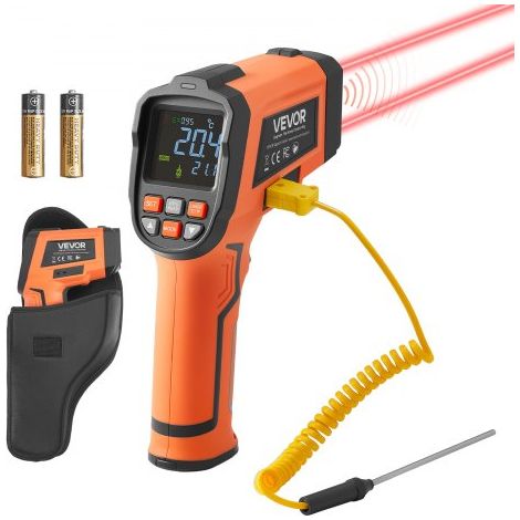 Infrarot Thermometer -30℃ bis 1600℃, Digitales IR-Temperaturmessgerät mit LCD-Display Typ-K-Thermoelement & Dual-Laser, Berührungslose Temperaturpistole für Kochen Industrie (Nicht für Menschen) (1/5)