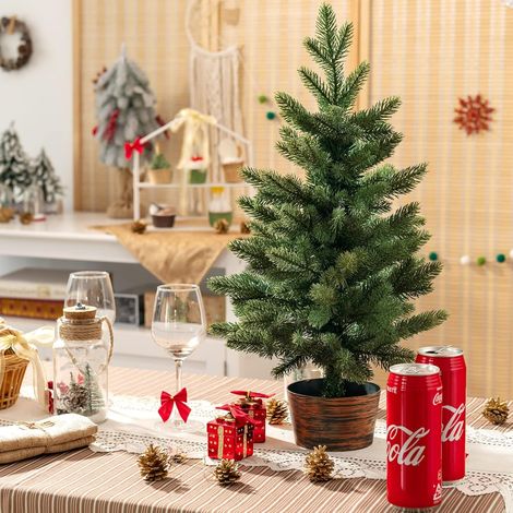 COSTWAY 60cm Kleiner Mini Weihnachtsbaum, Weihnachtsbaum mit 50 Zweigen und Sockel, künstlicher Tisch Weihnachtsbaum Φ40cm für Haus Büro (1/5)