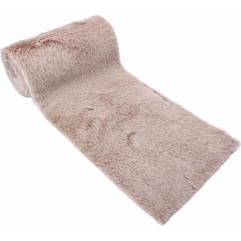 Bande de fausse fourrure moelleuse 15 x 200 cm – Chemin de table doux imitation fourrure – Ruban décoratif en fausse fourrure pour décoration de table et projets DIY (Beige) (1/5)