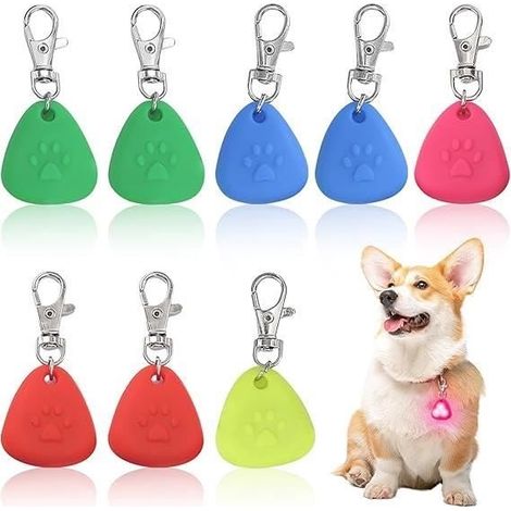 (Rot, Rosa, Blau, Gelb, Grün) LED-Hundeanhänger mit Leuchteffekt – 8 Stück – Wasserdicht – 3 Blinkmodi – Hohe Sichtbarkeit (1/4)