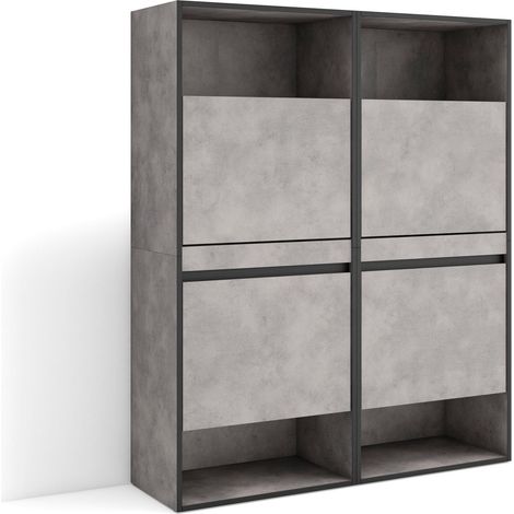 Skraut Home - Scarpiera, Mobile Salvaspazio, 120x145x35 cm, Camera da letto, stanza, Armadio, Stile moderno, Grigio Cemento (1/5)