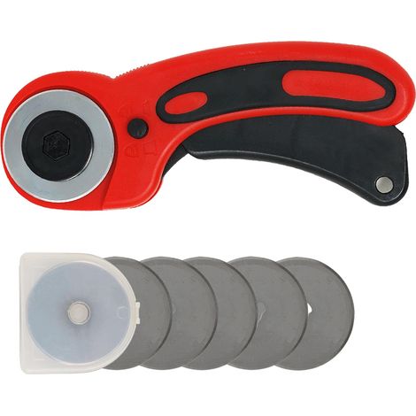 Dapetz ® Premium Rotary Cutter with 5pcs Blades 45mm – Sharp Rotary Cutter for Fabric, Fabric Rotary Cutter, Material Cutter Wheel, Fabric Cutter Wheel – Ideal for Sewing, Quilting & Craft Projects