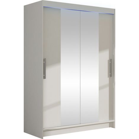 Armoire Closico Pacron II, Blanc, 200x120x58cm, Portes d'armoire: Coulissantes, Nombre d'étagères: 5, LED: Disponible