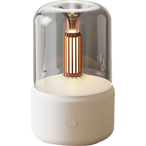 Lampe à bougie, diffuseur d'huiles essentielles à air froid, humidificateur d'air portable de bureau à brume fraîche, arrêt automatique, beige.
