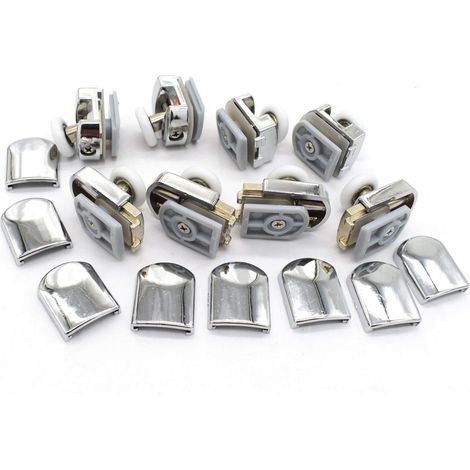 Lot de 8 roulettes simples pour porte de douche - 20 mm de diamètre - Pièces de rechange pour salle de bain
