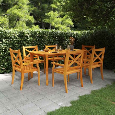 Ensemble à manger de jardin 7 pcs-Salon de jardin Bois d'acacia solide 667839 (1/5)