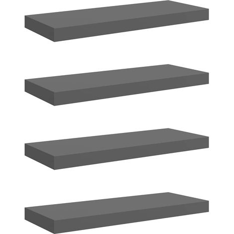 Maison Exclusive - Schweberegale 4 Stk. Hochglanz-Grau 60x23,5x3,
