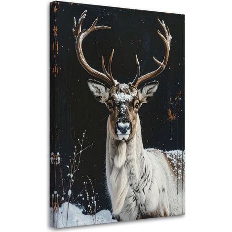 Wandbild Rentier Winter Schnee Weihnachtsbaum Weihnachten 60x90 cm (1/5)