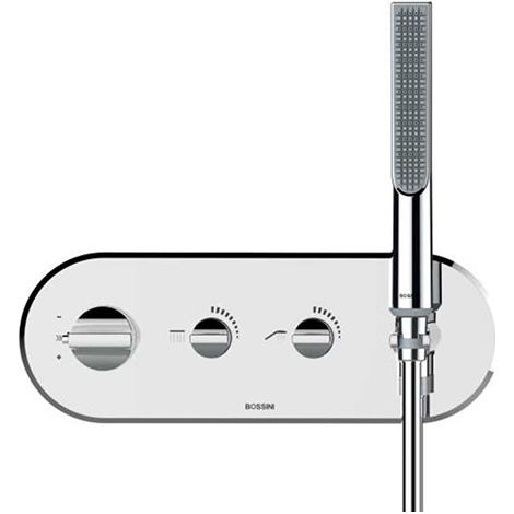Partie externe mitigeur thermostatique mural bain douche chromé Apice - Bossini Z00523030