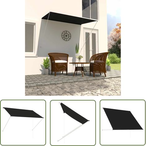 The Living Store Auvent rétractable 200x150 cm Anthracite - Auvent Retractable - Stores Exterieurs - Abri Solaire - Protection Contre Les Uv - Protection Contre La Pluie (1/5)