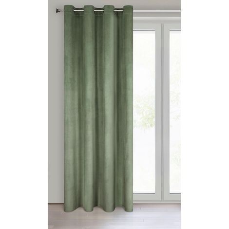Rideau en Velours avec Oeillets - 1 Panneau, Traitement de Fenêtre Occultant, Rideaux pour Chambre, Cuisine, Salon, Doux, 140x250 cm, Olive (1/5)