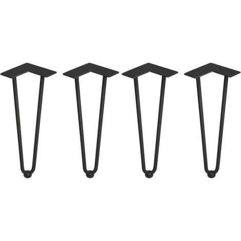 EMUCA Jeu de pieds Hairpin de 2 barres par table, H 400 mm, Peint en noir (1/5)