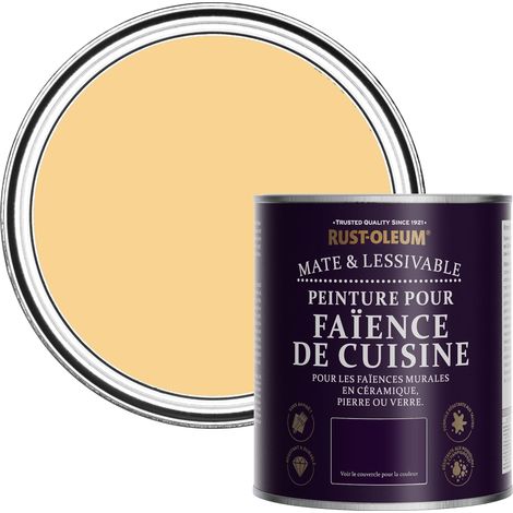 Peinture Jaune Résistante à l'eau pour Faïence de Cuisine, Finition Mate - Moutarde 750ml (1/5)