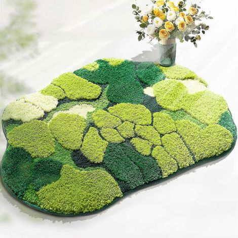 Tapis de bain mignon à feuilles, antidérapant, en microfibre douce et absorbante, style bohème, 81 x 51 cm (25-26 pouces). (1/4)