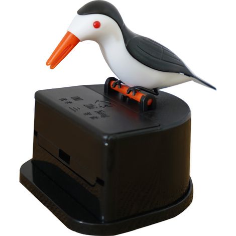 BEBUSINGOTO Dispensador de palillos de dientes con forma de pájaro pequeño, creativo, con soporte para 100 palillos (negro) (1/2)