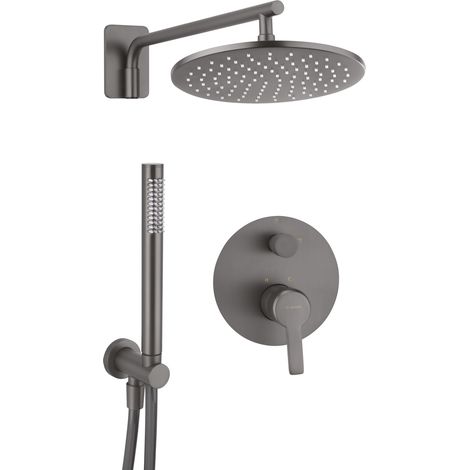 Duschsystem Unterputz mit Regendusche und Armatur ARNIKA-30 titanium, B/H/T: 25/130/21 cm (1/2)