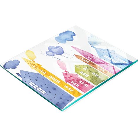 Vassoio decorativo in vetro con grafica a forma di casetta per servire snack, 60x52 cm (1/5)