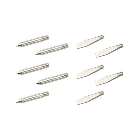 Ribimex – Lot de 10 pannes pour fer à souder – 5 pointues et 5 plates – Pour soudures précises et durables – Accessoires pour fer électrique