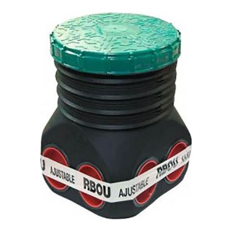 Regard de bouclage épandage ajustable 450-270mm – 6 entrées/sorties 100mm – Tampon perforé amovible à visser