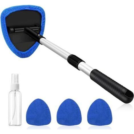 Kit de nettoyage de pare-brise 5 pièces – Nettoyant pour pare-brise de voiture avec tige télescopique, 3 tampons en microfibre et vaporisateur – Nettoyant pour pare-brise de voiture p (1/4)