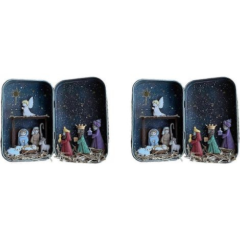 Crèches de Noël artisanales en forme de chalet, décorations de théâtre et de maison compatibles avec les décorations de Noël (1/5)