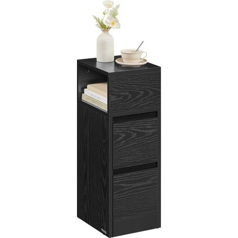 VASAGLE KAILYN Collezione Comodino Stretto con 2 Cassetti, Nero (1/5)