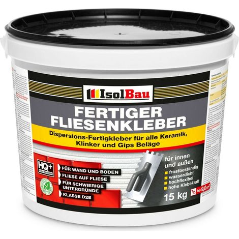 Isolbau – Colle à carrelage prête à l'emploi 15 kg – Pour intérieur et extérieur – Haute adhérence – Résistante à l'eau et au gel (1/4)
