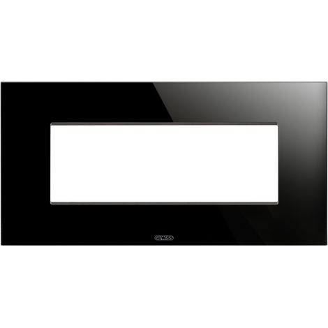 PLAQUE ICE 6P VERRE NOIR GEWISS GW16906CN