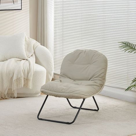 Fauteuil de sol réglable avec dossier, siège pliable et confortable pour méditation, lecture, jeux et détente, idéal pour chambre et salon, beige (1/5)